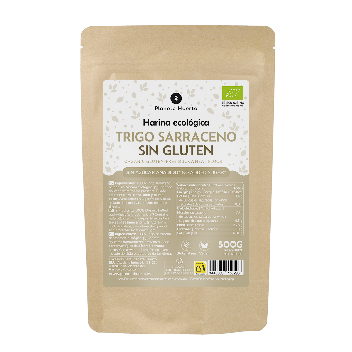 Harina de Trigo Sarraceno ECO Sin Gluten Planeta Huerto 500 g