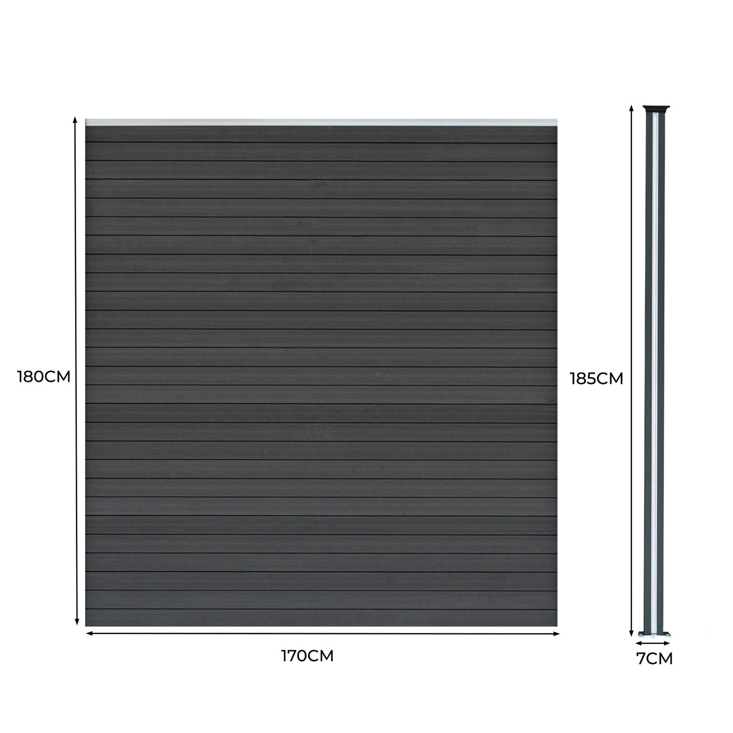 Vallas Para Exteriores De Wpc Y Aluminio - 10x Paneles + 11x Postes | Gris_4
