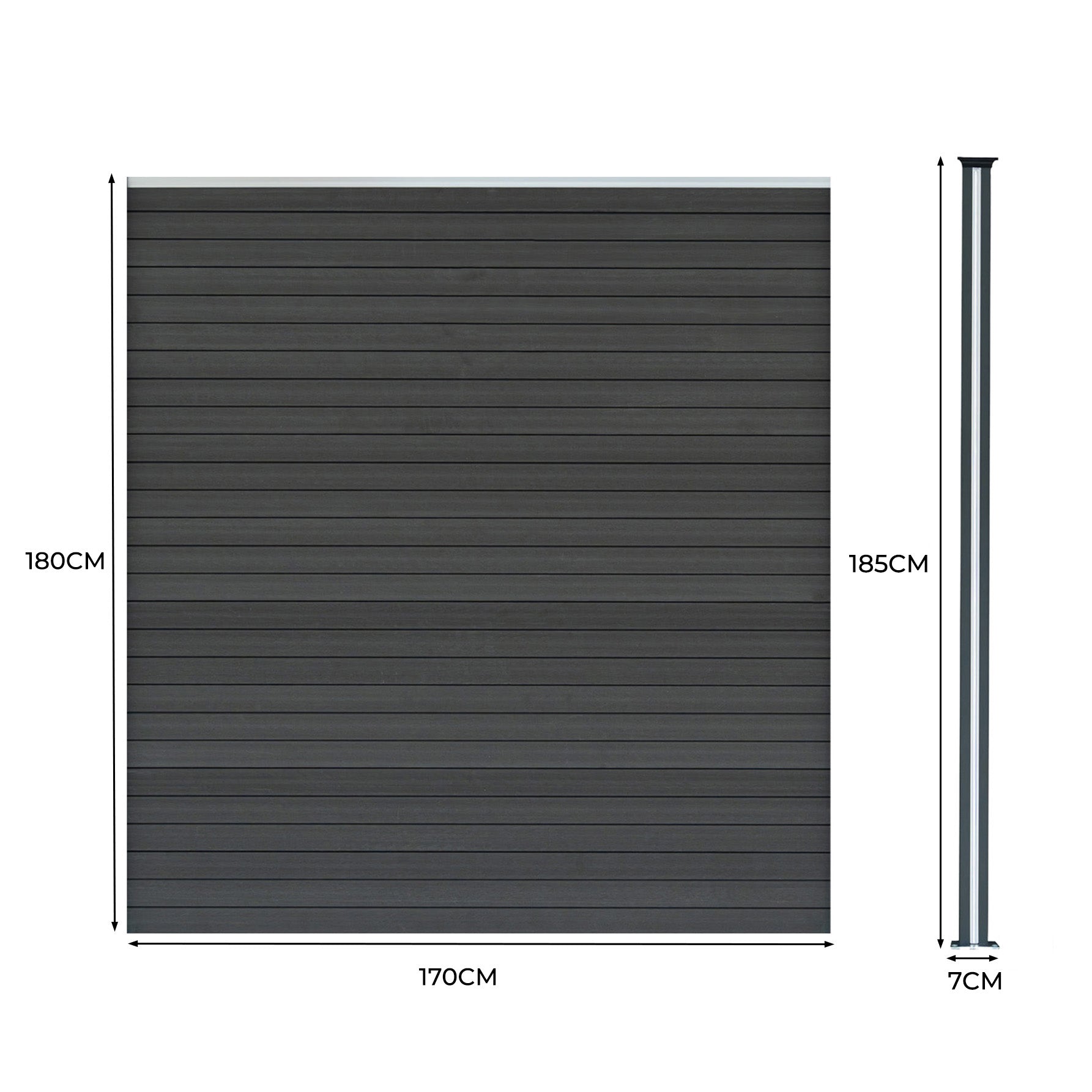 Vallas Para Exteriores De Wpc Y Aluminio - 8x Paneles Cuadrados + 1x Oblicuo + 9x Postes Con Led | Gris_4