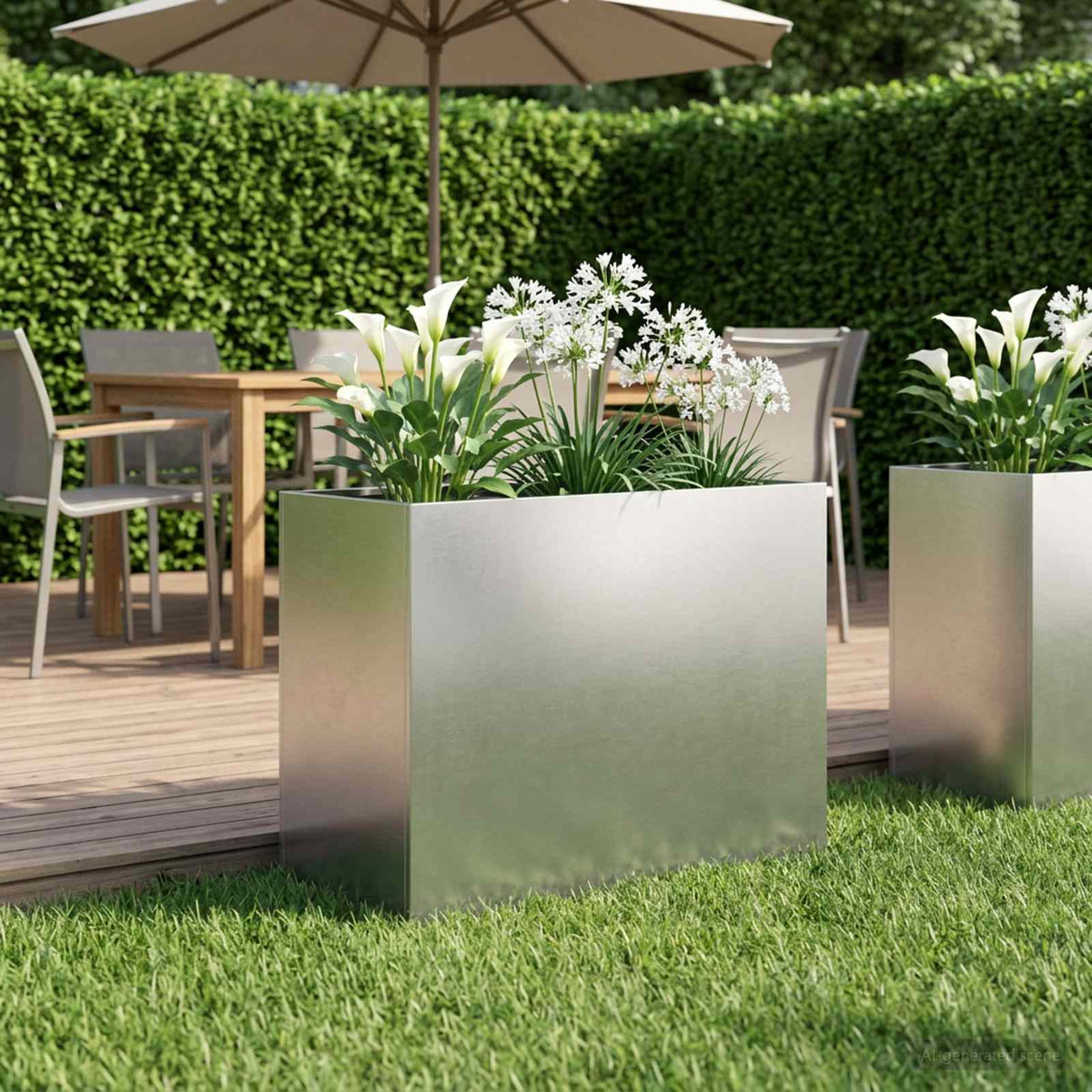 Macetero De Jardín Plateado 60 X 30 X 40 Cm Acero Inoxidable_1