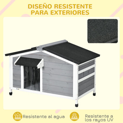 Pawhut Caseta Para Perros De Exterior Con Techo Asfáltico 97x72x65 Cm Gris_5