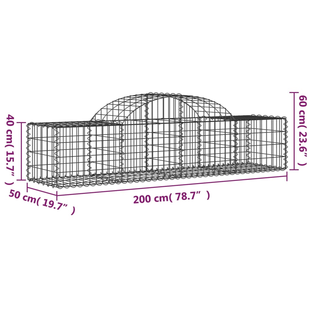 Cestas De Gaviones 30 Uds Forma De Arco Hierro 200x50x40/60 Cm_5