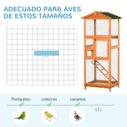 Pawhut Jaula Para Pájaros De Madera Con Bandeja Extraíble Techo Asfáltico_5