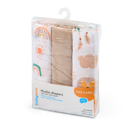 Pack 3 Muselinas Algodón 70x70 Cm Rainbow_0