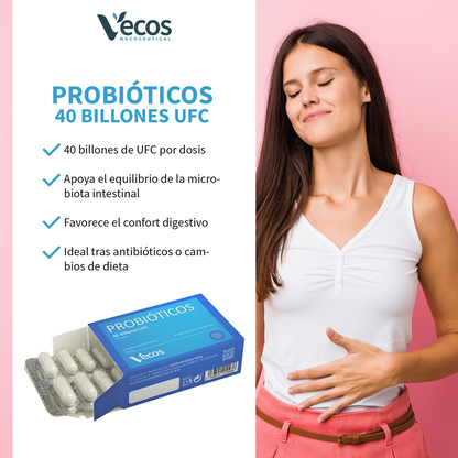 Probióticos Liofilizados Vecos 60 Cápsulas Flora Intestinal Y Confort Digestivo | 15 Cepas_3