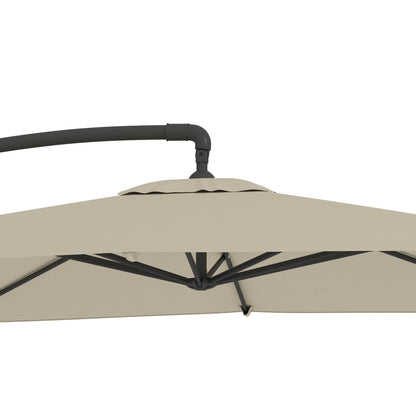 Parasol Excéntrico Outsunny Metal, Poliéster Caqui 247x247x264 Cm_5