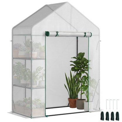 Invernadero De Jardín Con 2 Estantes Outsunny 143x73x195 Cm Blanco_0