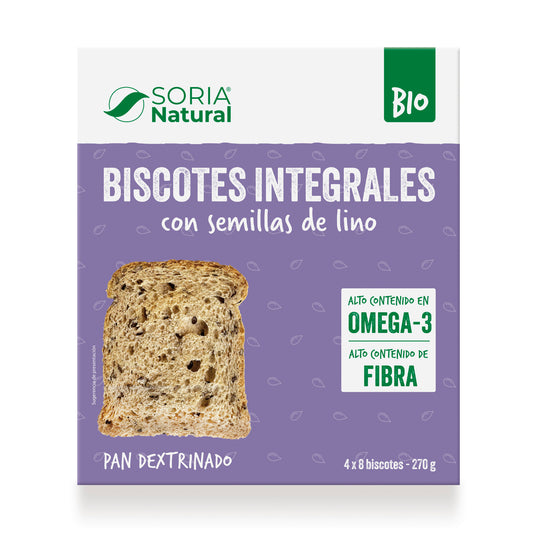 Biscotes integrales con semillas de lino SORIA NATURAL 270 g