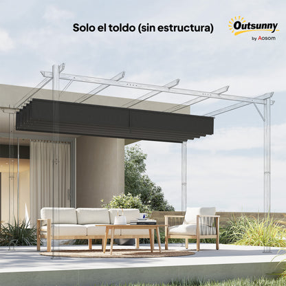 Outsunny Cubierta Para Pérgola Retráctil 2,5x2,55m Para Marco De 3x3 M Gris_4