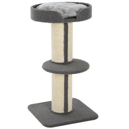 Pawhut Árbol Rascador Para Gatos Altura 91 Cm De 3 Niveles 45x45x91cm Gris_0