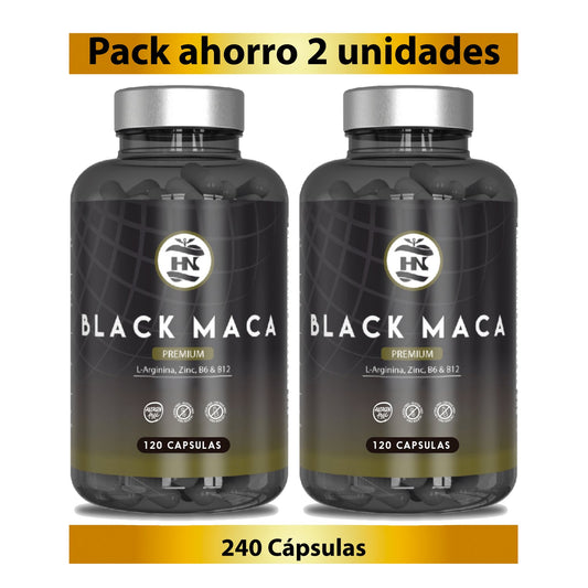 Pack 2 X Black Maca 20:1 Con L-arginina, Zinc Y Vitaminas B6 Y B12 - 2 X 120 Cápsulas Vegetales_0