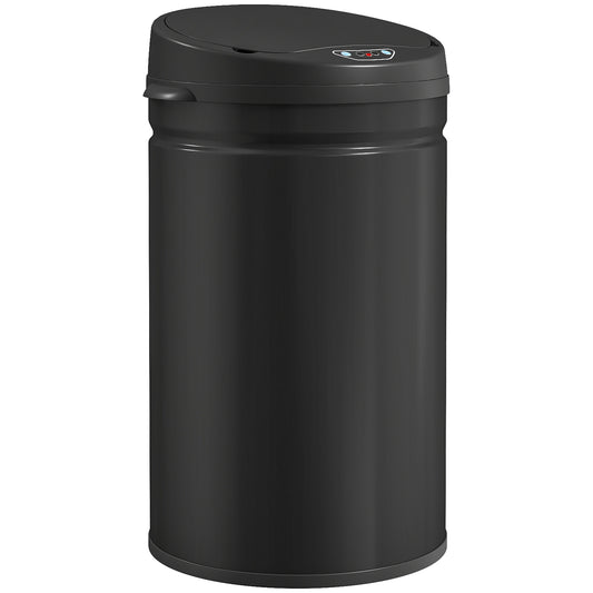 Balde De Lixo Homcom Aço Inoxidável E Abs Preto 32x30,5x51 Cm 851-048v01bk_0