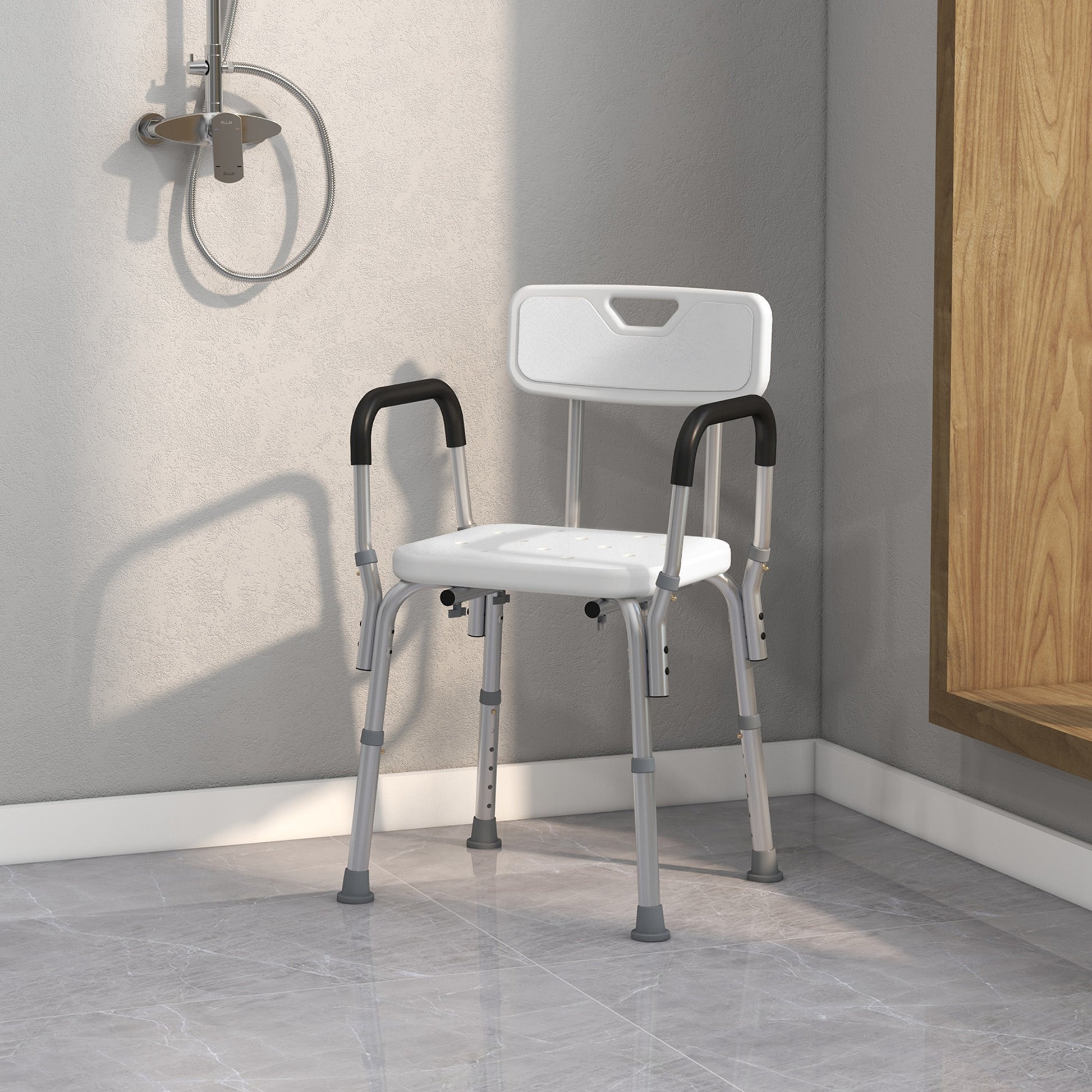 Homcom Silla Ducha Personas Mayores Antideslizante Con Altura Ajustable_3