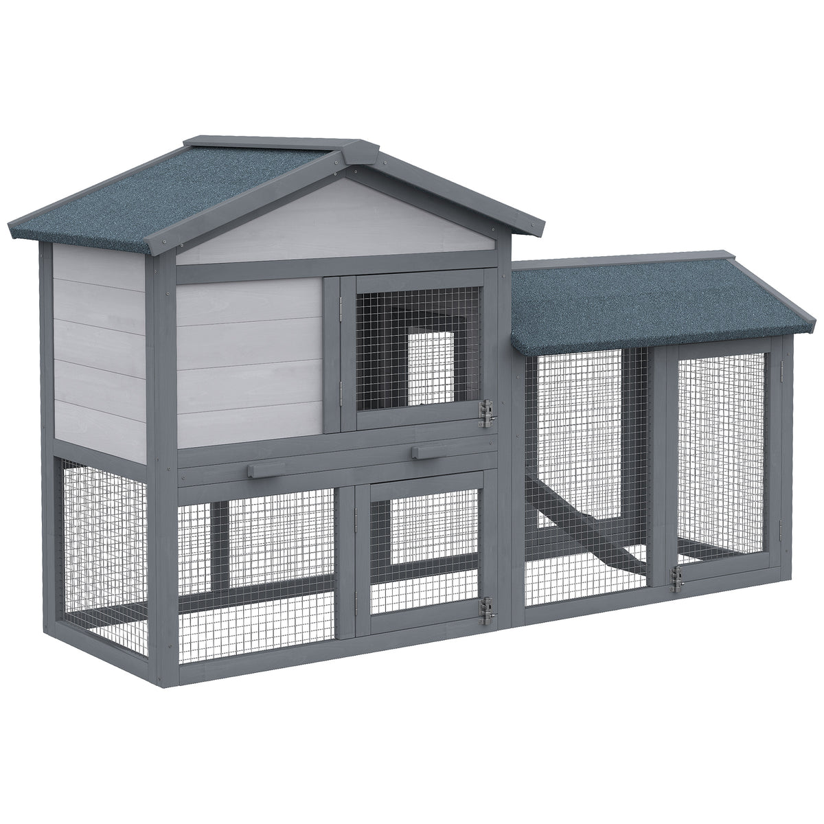 Conejera De Madera Pawhut Gris 147x54x84 Cm Madera_0