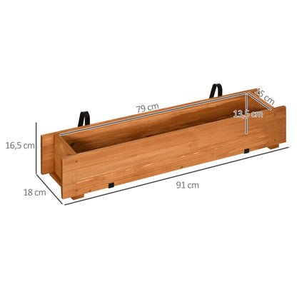 Outsunny Arriate De Madera De Suelo O Pared 2 Orificios De Drenaje 91x18x16,5 Cm_2