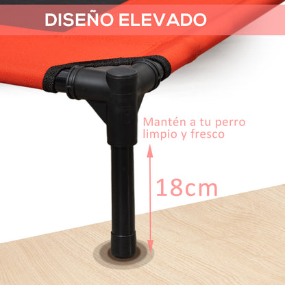 Pawhut Cama Elevada Para Perros Interior Y Exterior 91,5x76,2x18 Cm Rojo_3