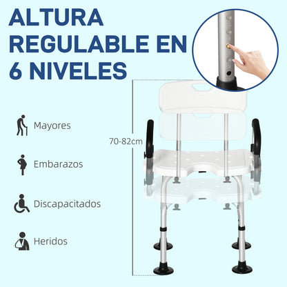 Homcom Silla Ducha Personas Mayores Antideslizante Con Altura Ajustable_2
