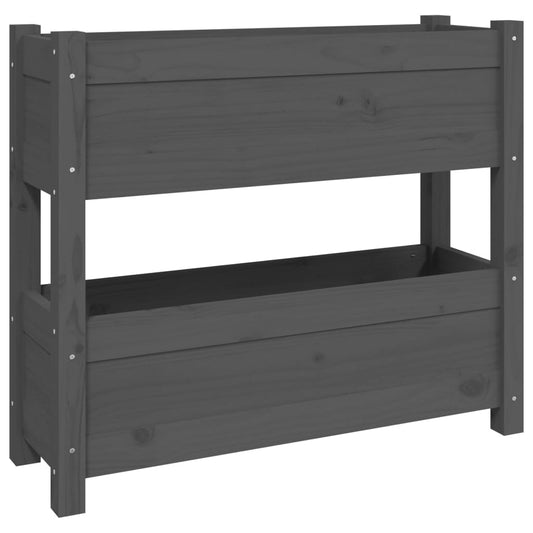 Jardinera De Madera Maciza De Pino Gris 77x25x66 Cm_0