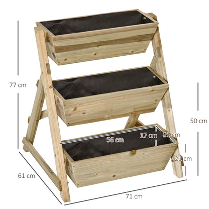 Outsunny Jardinera De Escalera 3 Pisos De Madera Con Tela No Tejida 71x61x77 Cm_2