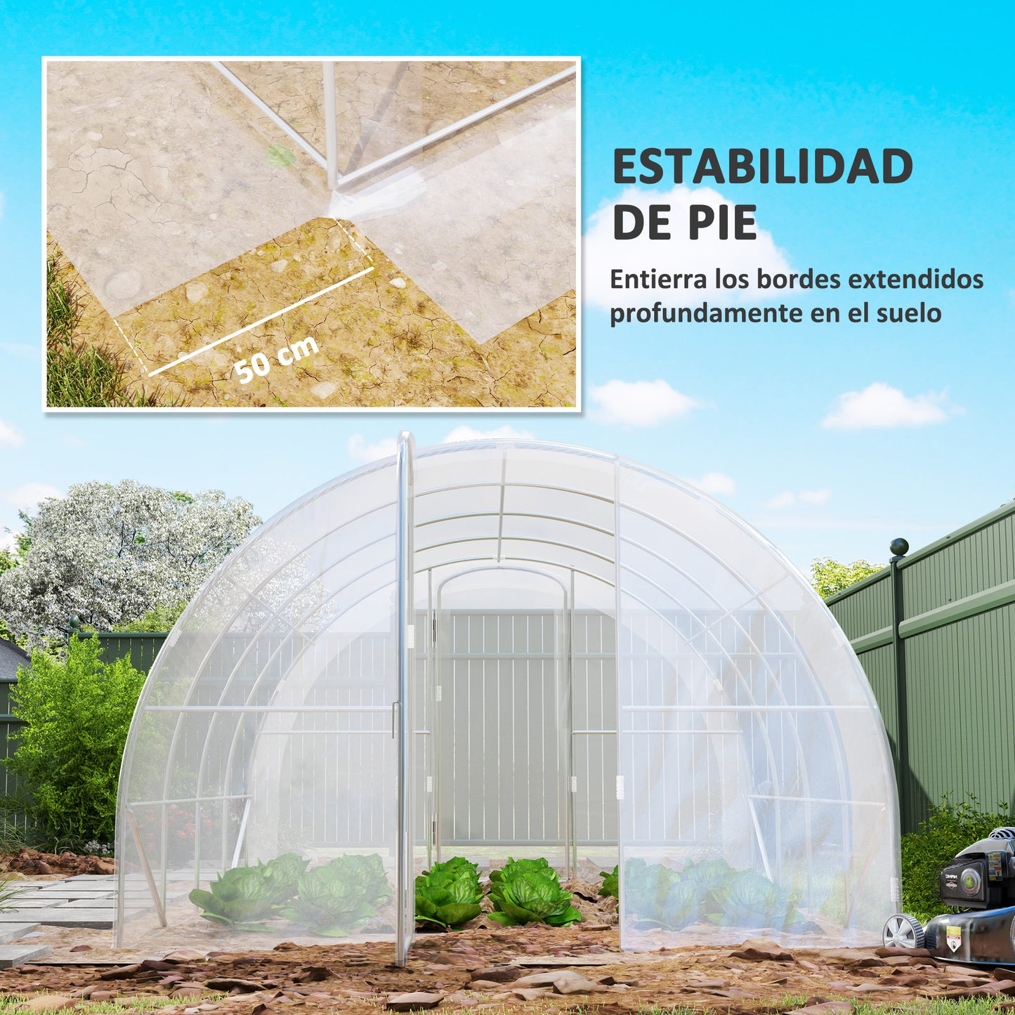 Outsunny Invernadero De Túnel 4x3x2 M Con 2 Puertas Transparente_5