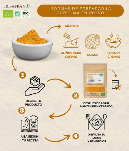 Cúrcuma En Polvo Ecológica - Calidad Y Sabor | Frisafran 500 G_4