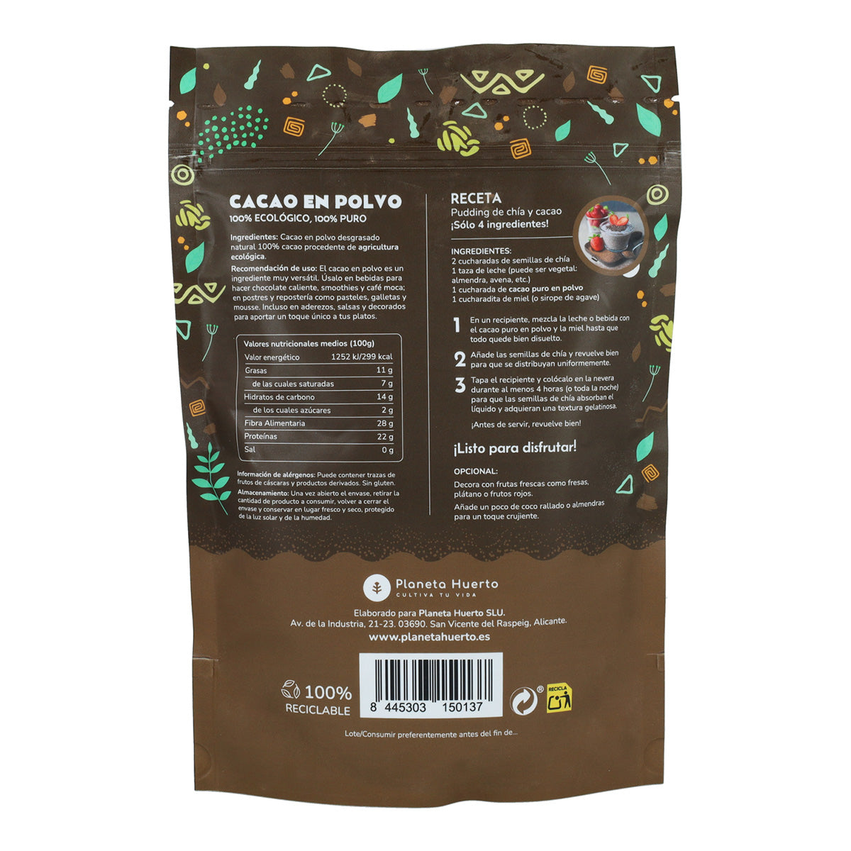 Pack 2x Cacao en polvo ECO Planeta Huerto 250 g