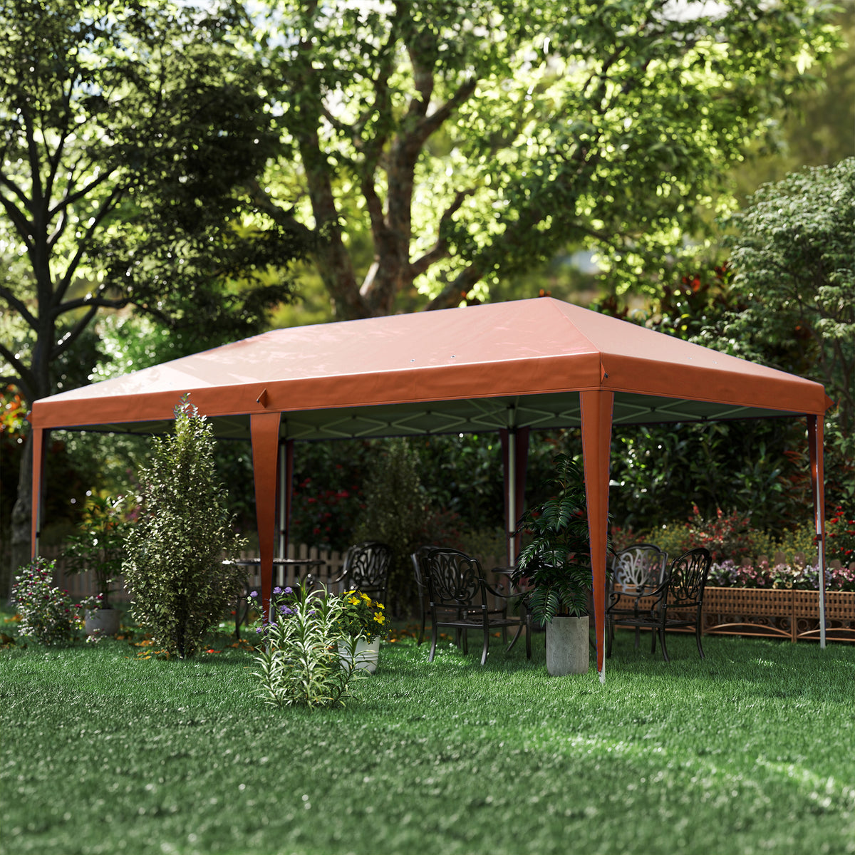 Outsunny Carpa Plegable 6x3 M Con Altura Ajustable Anti-uv Café_3
