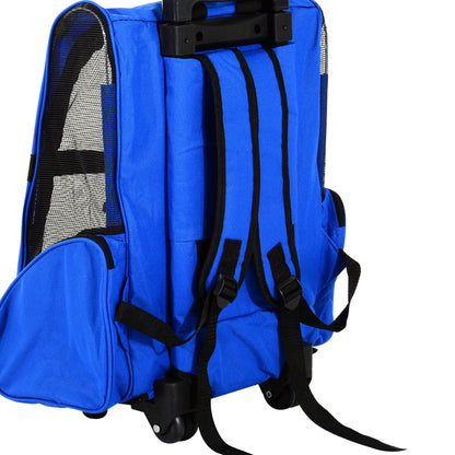 Pawhut Transportín 2 En 1 Para Mascotas Carrito Mochila Ruedas 42x25x55 Cm Azul_3