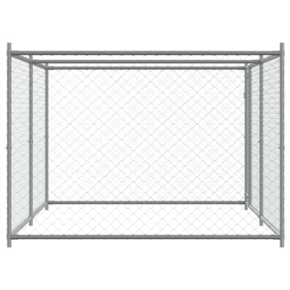 Jaula De Perros Con Puerta Acero Galvanizado Gris 4x2x1,5 M_4