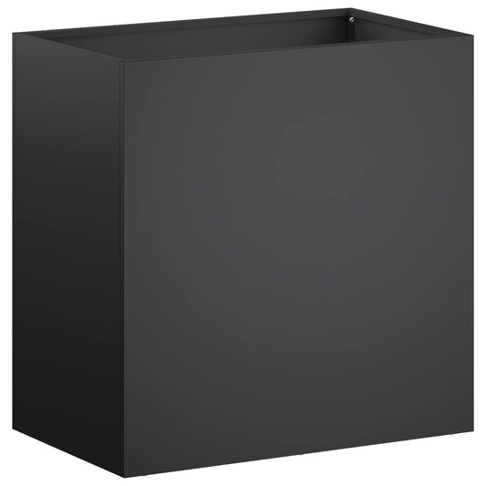 Macetero De Jardín Negro 50 X 30 X 40 Cm Acero Laminado En Frío_0