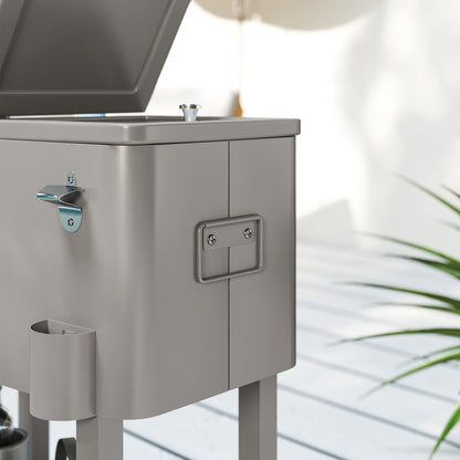 Outsunny Carro De Bebidas Refrigerado 56l Con Ruedas 67x35x80 Cm Gris Claro_4
