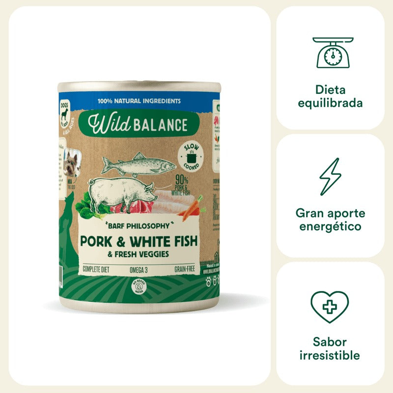 Lata Filosofía BARF de MERLUZA Wild Balance 400 g