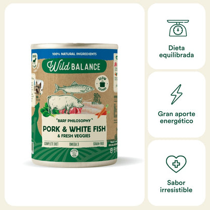 Lata Filosofía BARF de MERLUZA Wild Balance 400 g