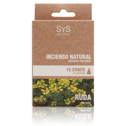 Incienso Natural Ruda SYS Aromas | 15 Conos | Aroma Agreste y Herbal | Carbón Vegetal, Resinas y Bambú_0