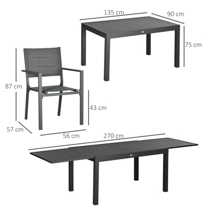 Outsunny Conjunto Muebles De Jardín Con Mesa Extensible 8 Sillas Apilables Gris_2