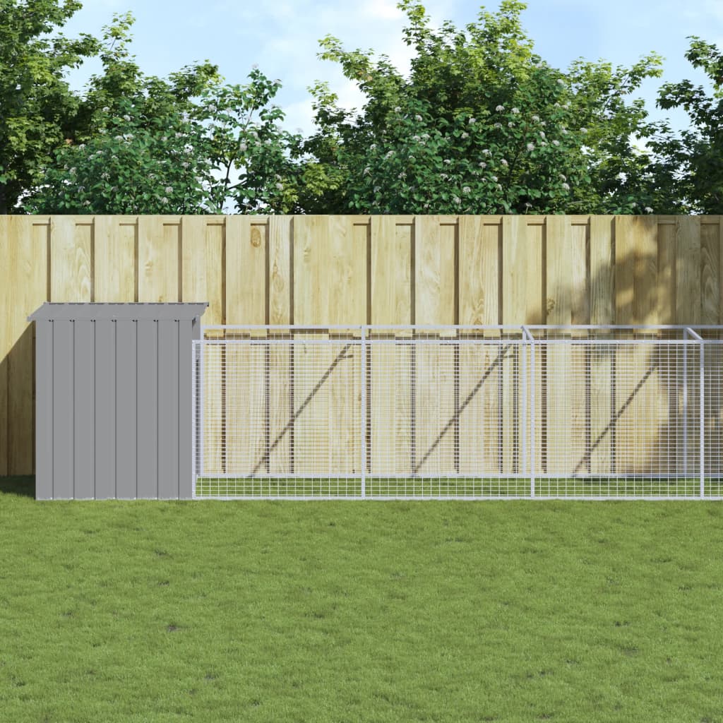 Caseta Perros Corral Acero Galvanizado Gris Claro 110x609x110cm_1