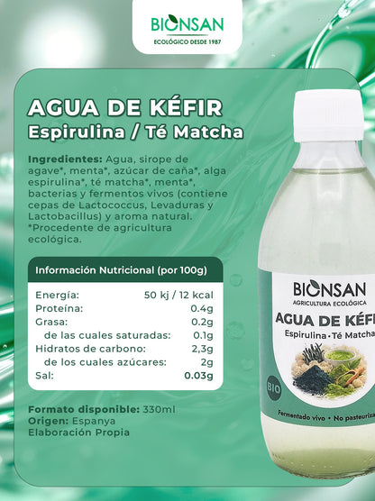 Agua De Kefir Espirulina Té Matcha Eco Bionsan33cl_1