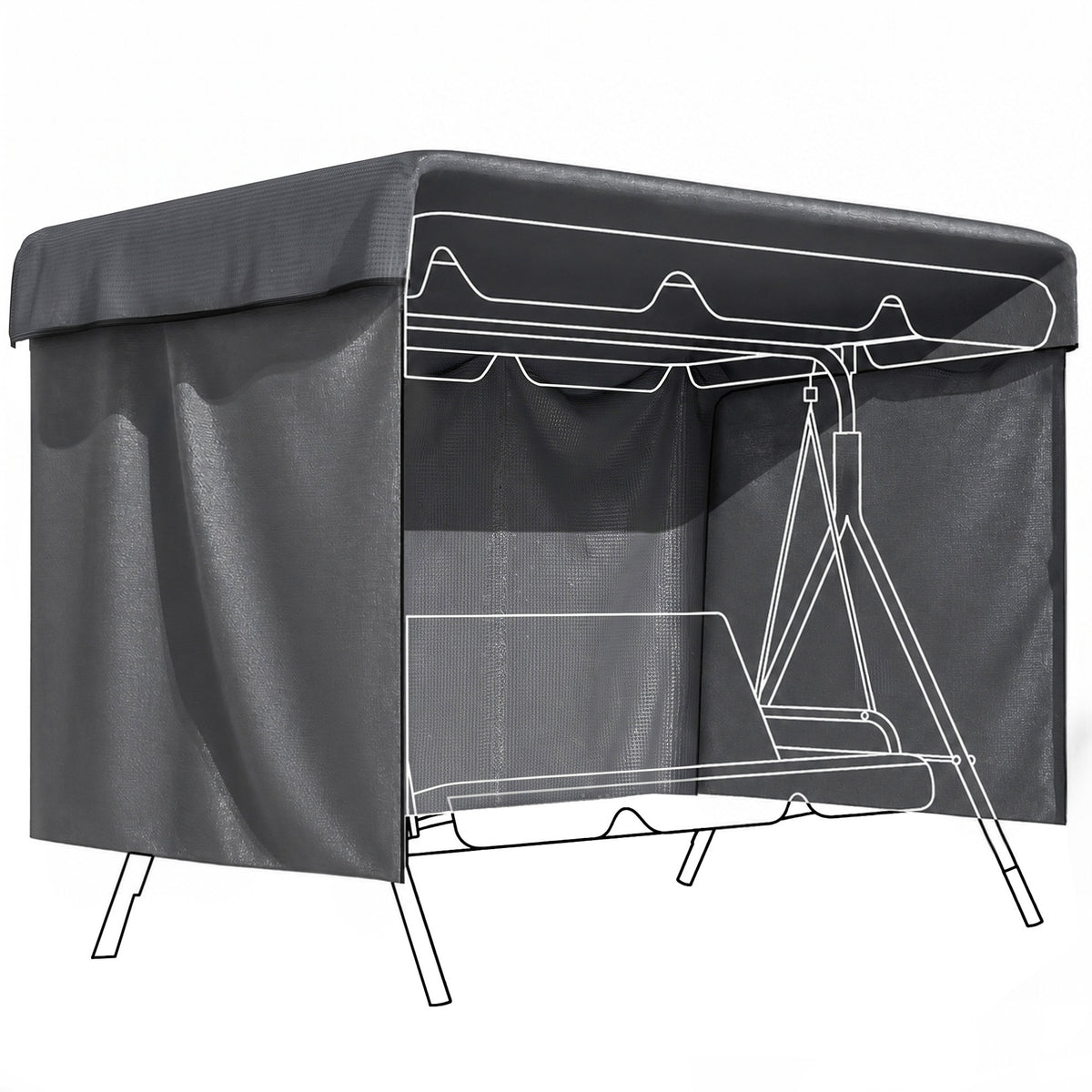 Funda Para Columpio Outsunny Pe Gris Oscuro 215x155x150 Cm_0
