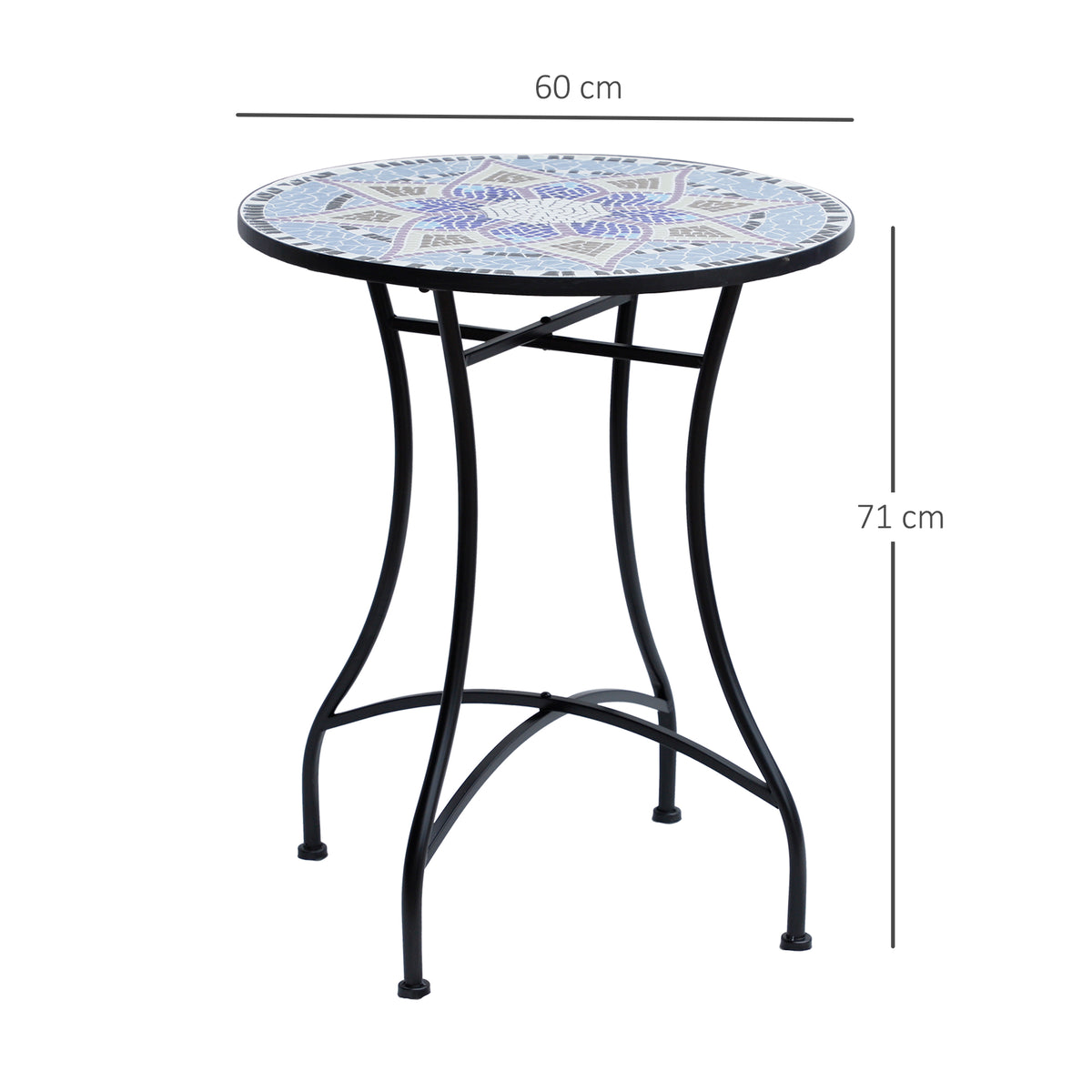 Outsunny Mesa De Jardín Redonda Con Encimera De Mosaico Decorativo Ø60x71 Cm_2