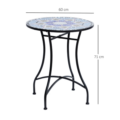 Outsunny Mesa De Jardín Redonda Con Encimera De Mosaico Decorativo Ø60x71 Cm_2