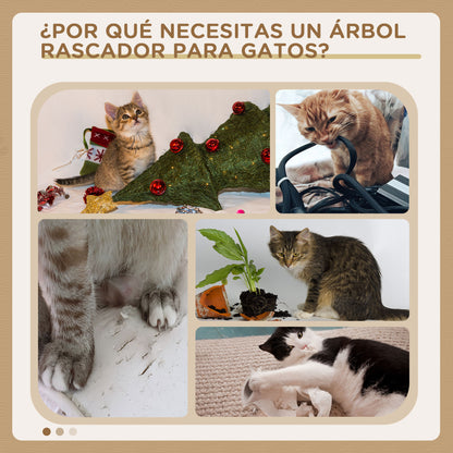 Pawhut Árbol Rascador De Gatos Grande 60x34x136cm Centro Actividades Plataformas_5