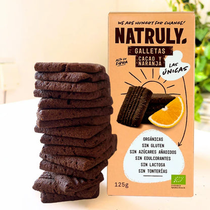 Galletas BIO cookies sabor cacao y naranja Natruly 125 g