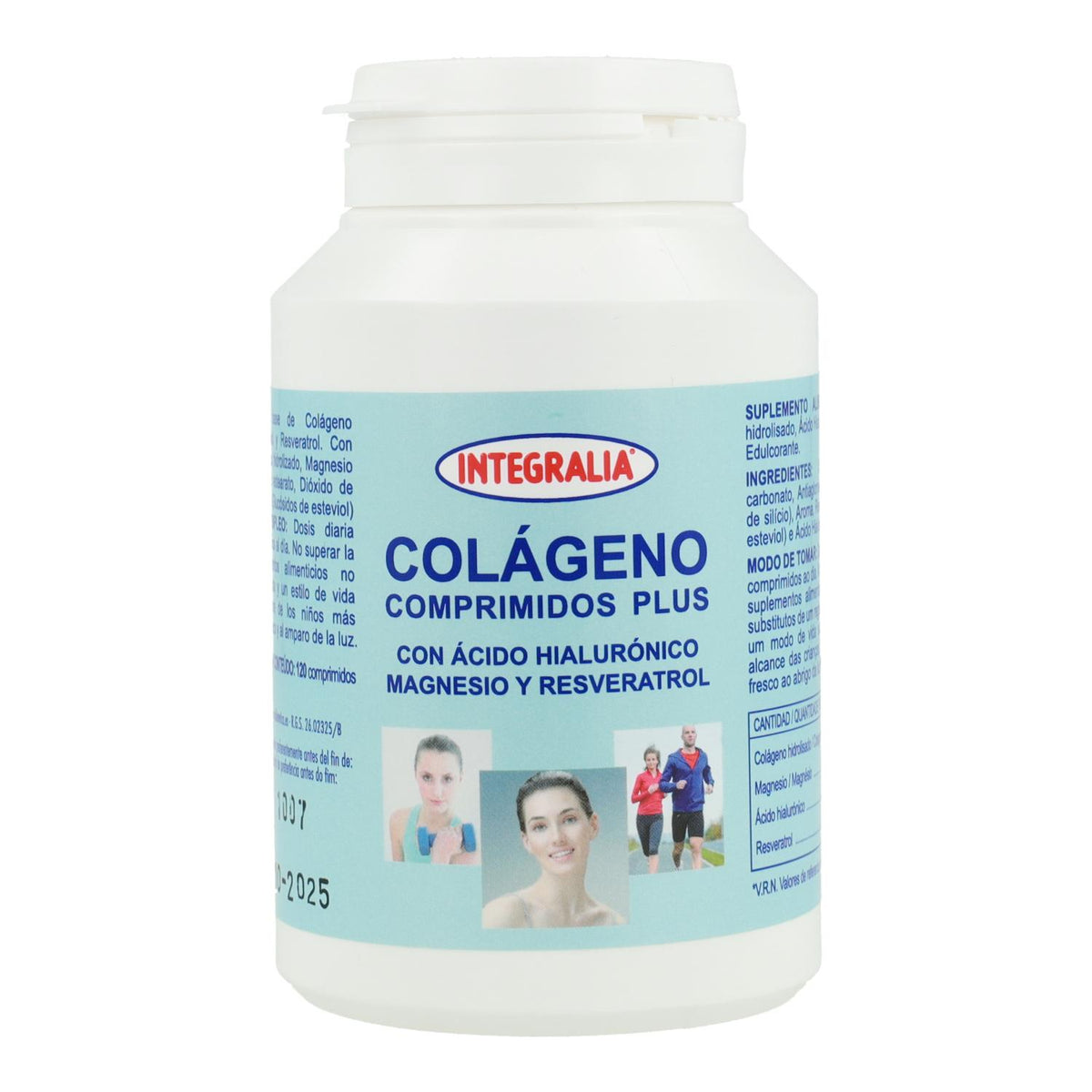 Colágeno con Ácido Hialurónico, Magnesio y Resveratrol Integralia, 120 comprimidos