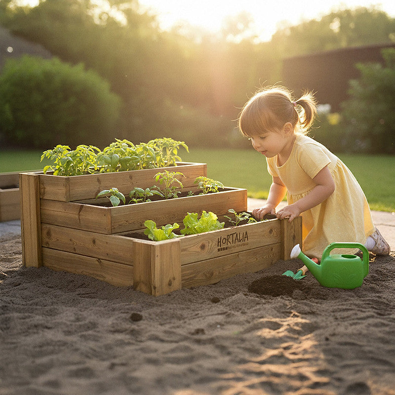 Cajón De Cultivo Madera Tratada Exterior Hortalia Box Stairs 80 80x80x40 Cm_1