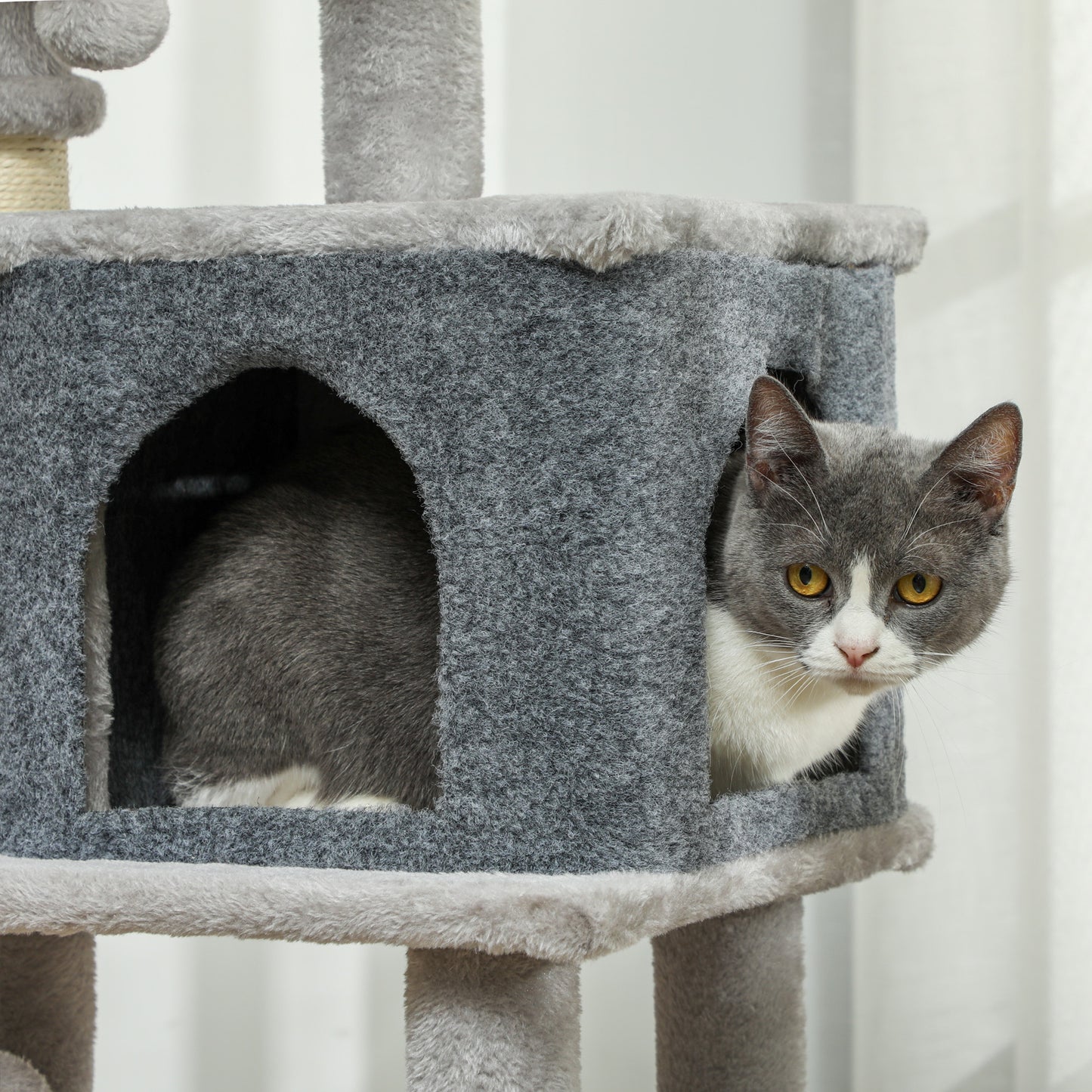 Pawhut Árbol Rascador Para Gatos Altura 104 Cm Con Almohadilla Para Rascar Gris_3