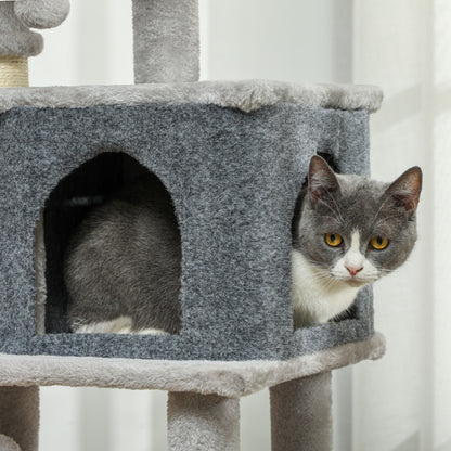Pawhut Árbol Rascador Para Gatos Altura 104 Cm Con Almohadilla Para Rascar Gris_3
