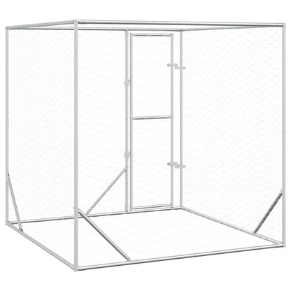 Perrera De Exterior Acero Galvanizado Plateado 2x2x2 M_5