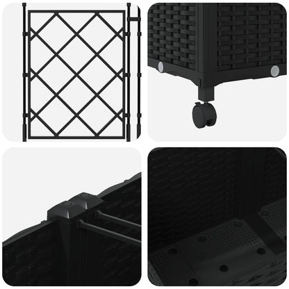 Jardinera Con Enrejado Y Ruedas 2 Uds. Negro 80 X 40 X 149 Cm_4