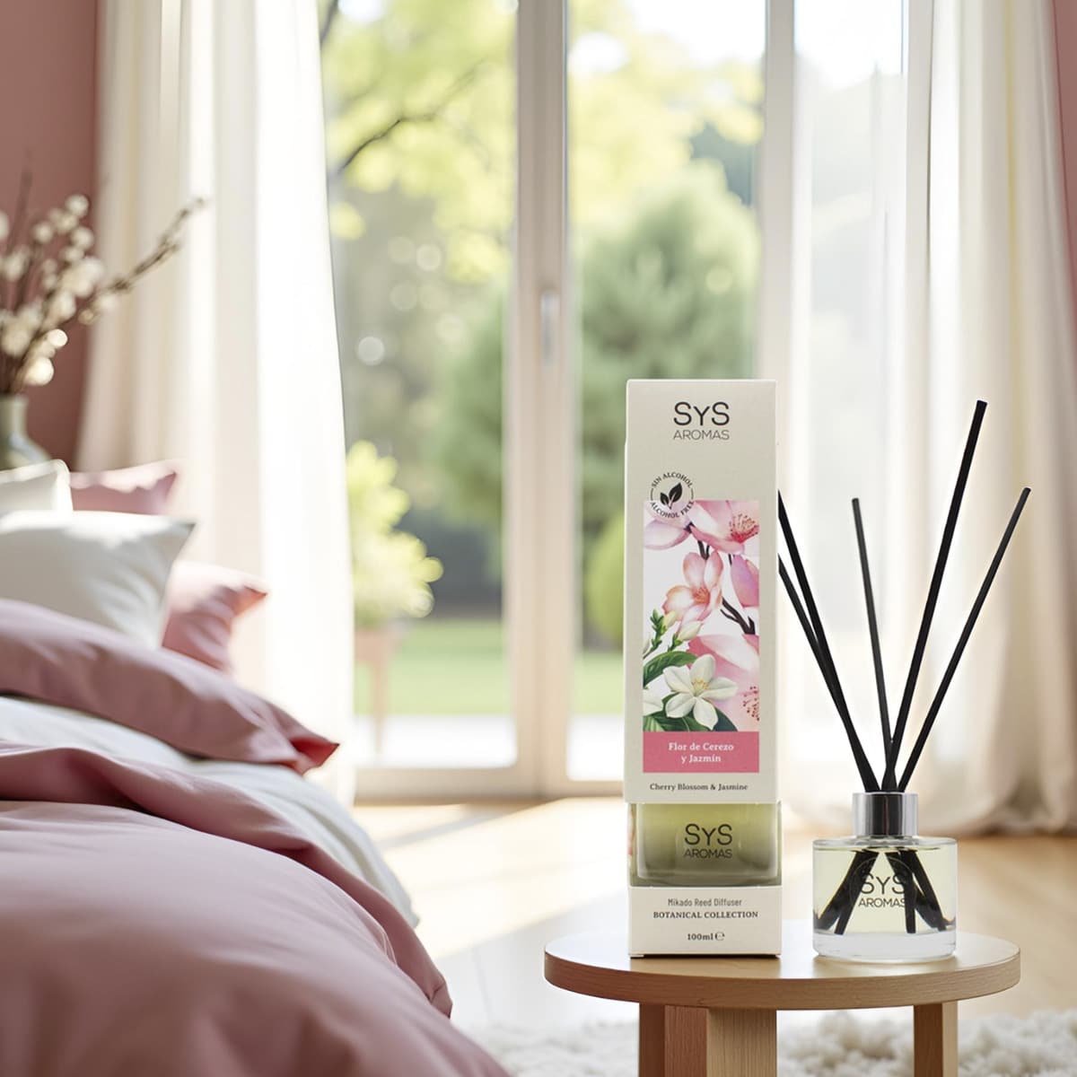 Ambientador Mikado Flor de Cerezo y Jazmín Botanical SYS Aromas 100 ml | Floral y Dulce | Sin Alcohol_1