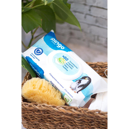 Pack x 4 Toallitas húmedas de bebé 100% biodegradables Pingo 80 uds